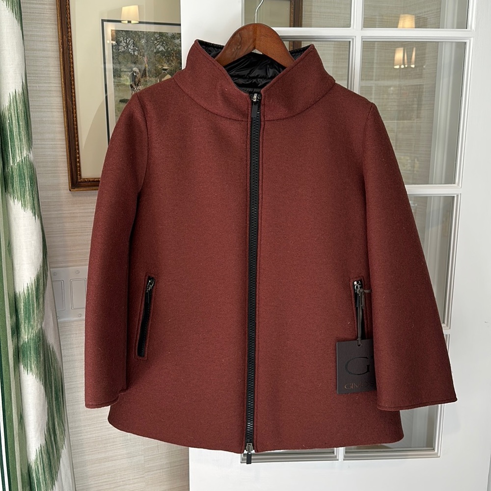 Gimo's Hattie reversible puffer jacket wool/nylon size 42 (US6) NWT rust color
